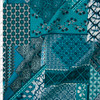 Teal and White Geometric Tiles Designer Nylon/Spandex Print Fabric By The Yard
