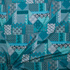 Teal and White Geometric Tiles Designer Nylon/Spandex Print Fabric By The Yard - Wide shot