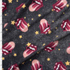 Rock N’ Roll Tongues on Mottled Charcoal Double Brushed Poly/Spandex Knit Fabric By The Yard