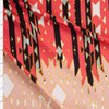 Hot Coral, Black, White, Mint, and Peach Banded Geometric Italian Designer Rayon Jersey Fabric By The Yard