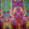 Vibrant Psychedelic Wings, Scrollwork, and Leopard Print Italian Designer Rayon Jersey Fabric By The Yard - Wide shot