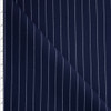 White on Navy Vertical Pinstripe Stretch Cotton Poplin Fabric By The Yard