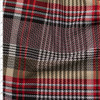 Tan, Red, Black, and Grey Plaid Textured Double Knit Fabric By The Yard