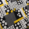 Black, Yellow, and White Mod Dot  Cotton/Linen Print Fabric By The Yard - Wide shot