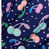 Pastel Cherries on Navy and White Polka Dots Double Brushed Poly/Spandex Knit Fabric By The Yard