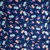 Pastel Cherries on Navy and White Polka Dots Double Brushed Poly/Spandex Knit Fabric By The Yard - Wide shot