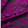 Magenta and Black Textured Rose Floral Designer Brocade Fabric By The Yard