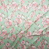 Light Pink Rose Floral On Mint Green Linen Look Rayon Challis #28202 Fabric By The Yard - Wide shot