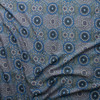 Wild Bush Banana and Tomato Blue Australian Aboriginal Print Rayon Challis #29143 Fabric By The Yard - Wide shot