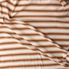 Brown and Orange on Offwhite Horizontal Stripe Cotton/Spandex Rib Knit #30377 Fabric By The Yard - Wide shot Brown and Orange on Offwhite Horizontal Stripe Cotton/Spandex Rib Knit #30377 Fabric By The Yard - Wide shot