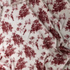 Wine on Offwhite Royal Rose Floral Stretch Silk Satin #30589 Fabric By The Yard - Wide shot