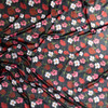 Tossed Flowers on Black Designer Stretch Charmeuse Satin #30638 Fabric By The Yard - Wide shot