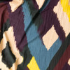 Plum, Teal, Wine, Tan, and Yellow Brushstroke Geo Cotton Double Gauze #30809 Fabric By The Yard - Wide shot