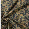 Black, Emerald, and Caramel Paisley Japanese Cotton Lawn #30861 Fabric By The Yard