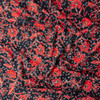 Charcoal Red Botanical Vine Rayon Challis #31025 Fabric By The Yard - Wide shot