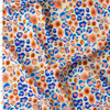 Peach Blue Leopard Scatter Rayon Challis #31037 Fabric By The Yard