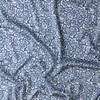Dusty Blue Vintage Floral Rayon Charmeuse #31048 Fabric By The Yard - Wide shot