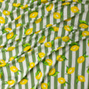 Lemon Sage Vertical Stripe Citrus Rayon Challis #31056 Fabric By The Yard - Wide shot