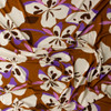 Ivory, Pink, and Lilac Floral on Caramel Rayon/Spandex Jersey Knit #31127 Fabric By The Yard - Wide shot