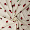 Deep Red Floral on Ivory Viscose Twill #31313 Fabric By The Yard - Wide shot