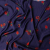 Deep Red Floral on Navy Viscose Twill #31314 Fabric By The Yard - Wide shot