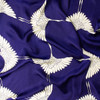 Ivory Herons on Deep Blue Cupro Twill #31315 Fabric By The Yard - Wide shot