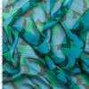 Teal Shadowed Hearts on Lime Crinkle Silk Chiffon #31326 Fabric By The Yard
