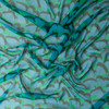 Teal Shadowed Hearts on Lime Crinkle Silk Chiffon #31326 Fabric By The Yard - Wide shot