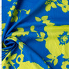 Yellow Island Floral Silhouette on Blue Cotton Lawn #31388 Fabric By The Yard