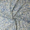 Light Blue Paint Floral on Ivory Ribbed Cotton Seersucker #31400 Fabric By The Yard - Wide shot