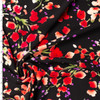Hot Pink Watercolor Floral on Black Polyester Bubble Crepe #31407 Fabric By The Yard
