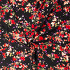 Hot Pink Watercolor Floral on Black Polyester Bubble Crepe #31407 Fabric By The Yard - Wide shot