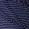 White on Navy Scalloped Rayon/Spandex Jersey Knit #31468 Fabric By The Yard - Wide shot