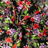 Bright Island Floral on Black Stretch Cotton Poplin #31538 Fabric By The Yard - Wide shot