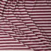 Cranberry  and Offwhite Horizontal Stripe Tri-blend French Terry #31632 Fabric By The Yard - Wide shot