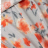Orange and Charcoal Soft Floral on Silver Tri-blend French Terry #31637 Fabric By The Yard