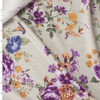Purple and Peach floral on Light Grey Tri-blend French Terry #31639 Fabric By The Yard
