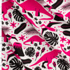 Pink and Black Dino World Cotton Jersey Knit Print #31682 Fabric By The Yard