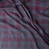 Burgundy and Navy Plaid Italian Designer 14 Wale Corduroy #31767 Fabric By The Yard - Wide shot