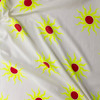 Neon Yellow and Red Suns on White Italian Designer Cotton Double Gauze #31768 Fabric By The Yard - Wide shot
