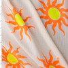 Neon Orange and Yellow Suns on White Italian Designer Cotton Double Gauze #31769 Fabric By The Yard