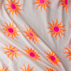 Neon Orange and Pink Suns on White Italian Designer Cotton Double Gauze #31770 Fabric By The Yard - Wide shot