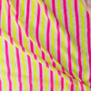 Neon Yellow and Pink Vertical Stripe Italian Designer Cotton Double Gauze #31774 Fabric By The Yard - Wide shot