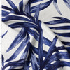 Blue Palms on White Italian Designer Viscose/Nylon Linen Look #31777 Fabric By The Yard