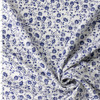 Blue Grunge Vines on White Italian Designer Viscose Twill #31779 Fabric By The Yard