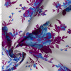 Purple and Blue Rose Floral on White Italian Designer Cotton Lawn #31786 Fabric By The Yard