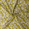 Olive and Ivory Retro Floral Italian Designer Cotton Lawn #31788 Fabric By The Yard - Wide shot