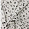 Black on White Floral Silhouettes Linen Look Rayon Woven #31816 Fabric By The Yard