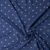White and Sky Blue Mini Floral on Navy Rayon/Linen #31830 Fabric By The Yard - Wide shot