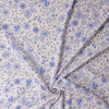 Blue and White Paisley Floral Linen Look Rayon #32036 Fabric By The Yard - Wide shot